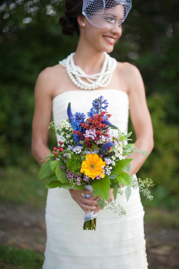 Portrait of the bride with her flowers- New England wedding - Bar Harbor Sorrento, Maine - photos by top east coast wedding photographers Justin and Mary New England wedding - Bar Harbor Sorrento, Maine - photos by top east coast wedding photographers Justin and Mary