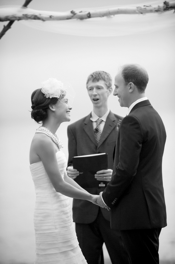 The bride and groom standing at the alter- New England wedding - Bar Harbor Sorrento, Maine - photos by top east coast wedding photographers Justin and Mary New England wedding - Bar Harbor Sorrento, Maine - photos by top east coast wedding photographers Justin and Mary