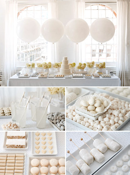 Wedding dessert tables and images by Amy Atlas Events, white wedding bridal shower brunch