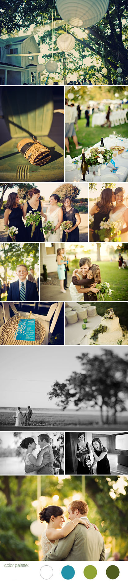 Sean Flanigan Photography, green, white and blue summer wedding color palette, casual wedding style