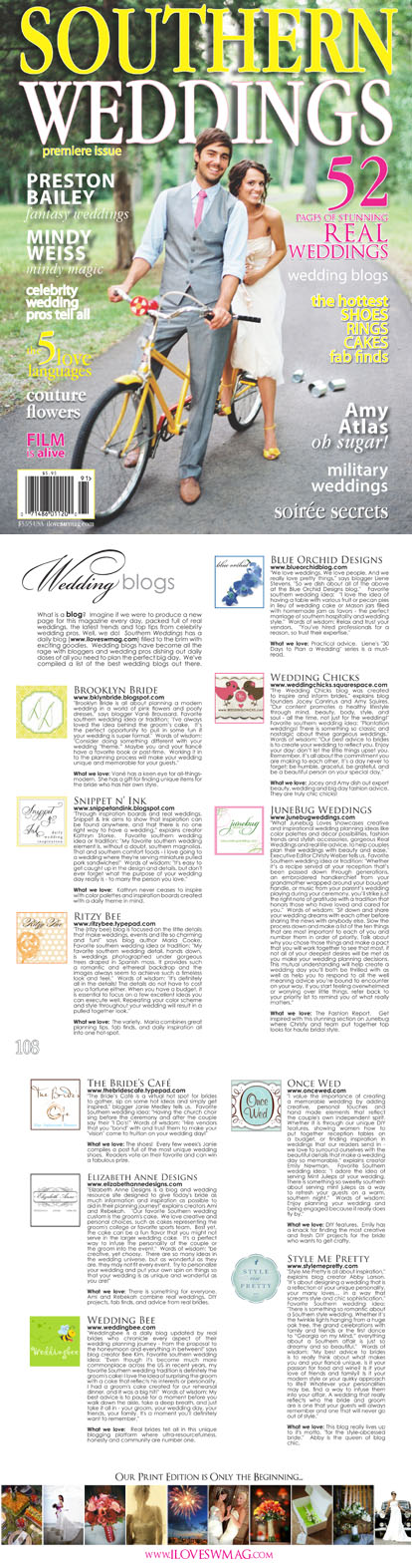 Southern Weddings Magazine wedding blogs feature on What Junebug Loves