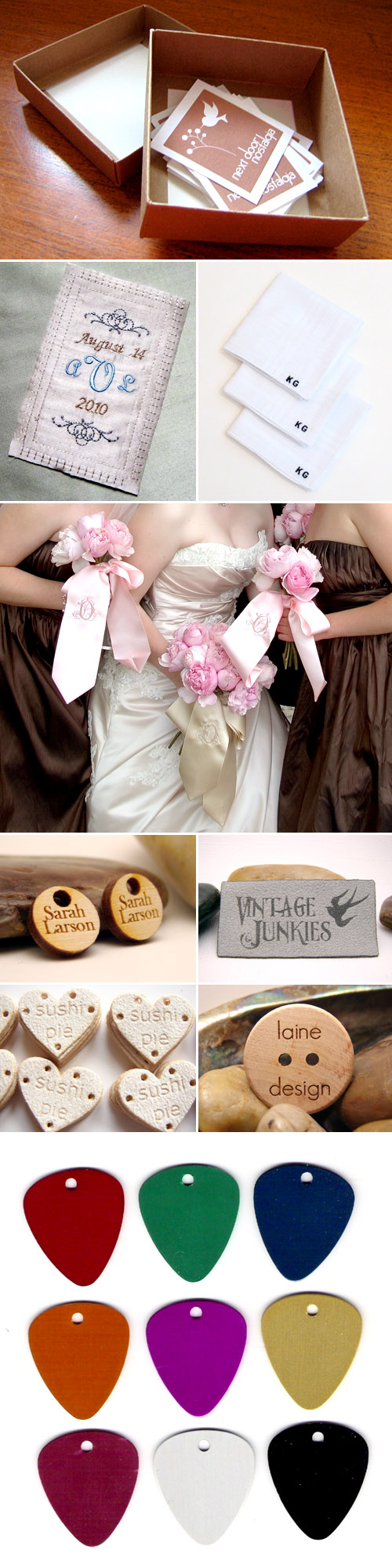 custom printed personalized wedding dress and labels and wedding favor tags from etsy.com