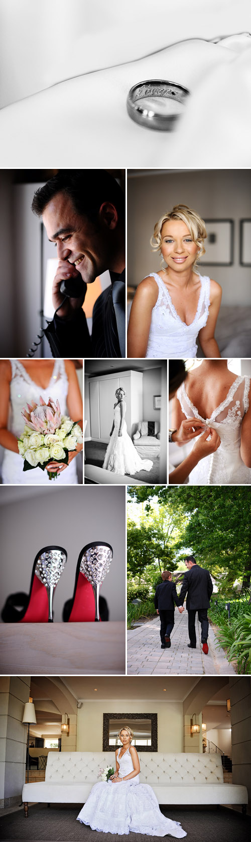 glamorous south african real wedding, black, white, gray and silver wedding color palette, images by Eric Uys