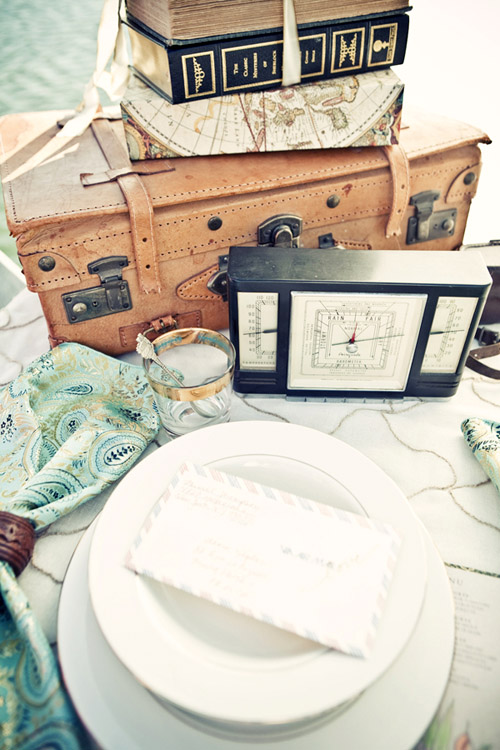 World traveler themed wedding table top design from Good Life Events, images by Llane Weddings
