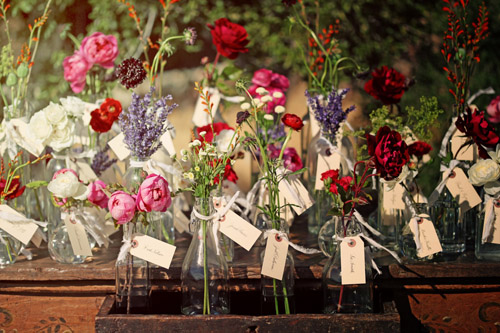 rustic vintage floral wedding escort cards by Duet Weddings, image by Max Wanger Photography