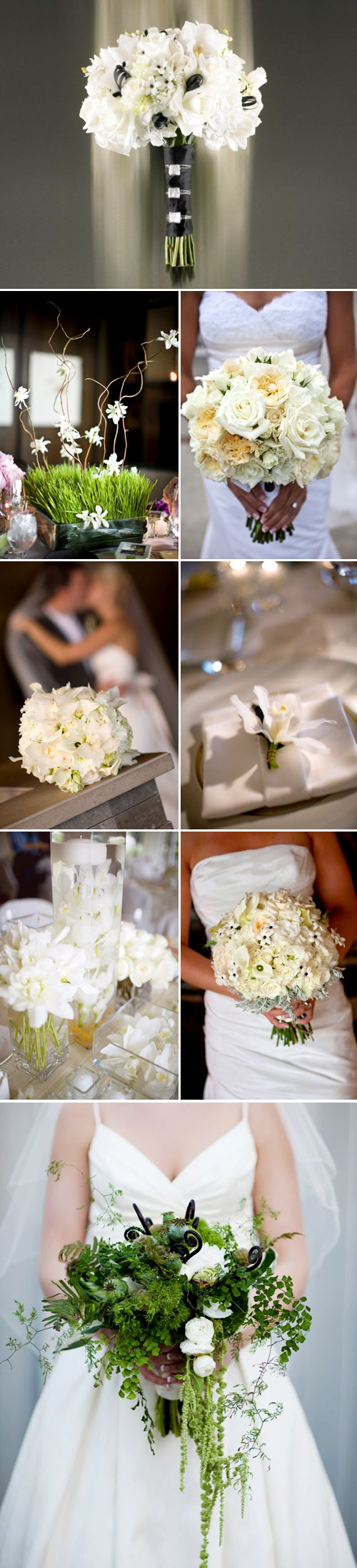 white wedding floral bouquets, centerpieces and decor by Flora Nova Floral and Event Design, images via the Flora Nova website and blog