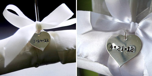 Bridal Hangers with Date Charms From Wedding Hanger Shop | Junebug Weddings