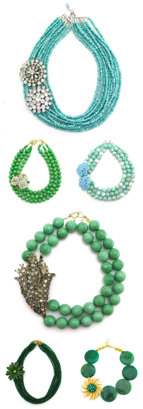 green vintage bridal necklaces from Elva Fields green vintage bridal necklaces from Elva Fields