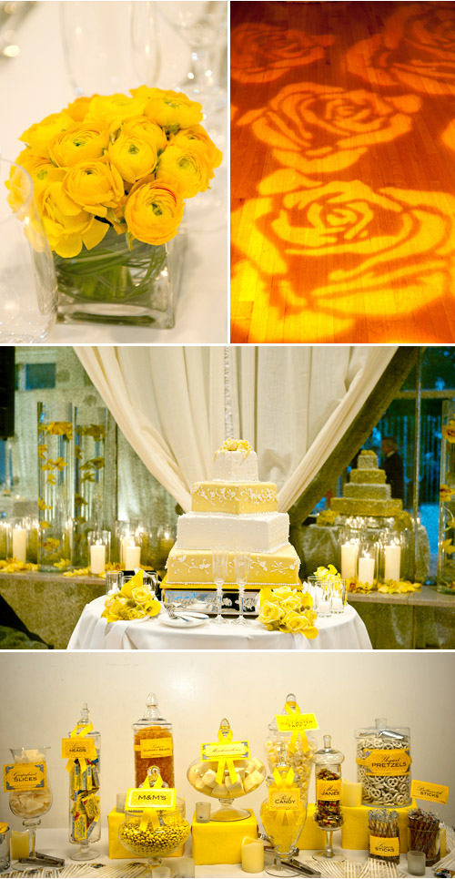 yellow dessert buffet at Legion of Honor, wedding photo by Tia Claire Studio