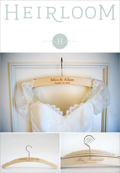 Custom Wedding Dress Hanger from Heirloom in the junebugweddings.com Holiday Bridal Fashion Giveaway!