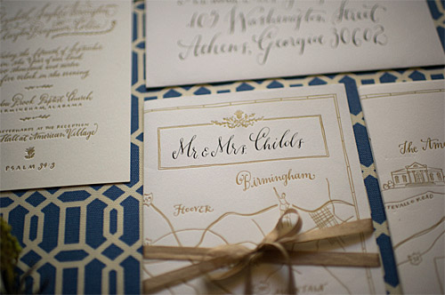 Wedding calligraphy by Holly Hollon, photos by Spindle Photography | junebugweddings.com