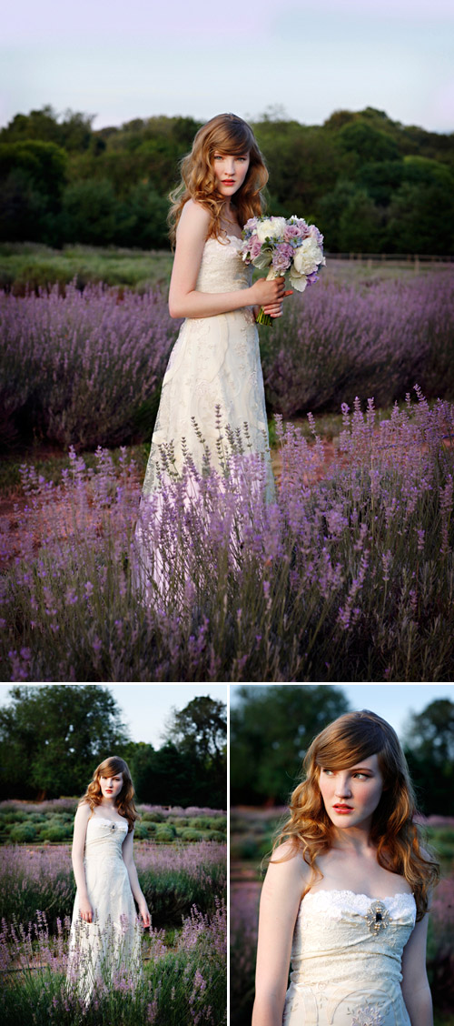 lavender wedding fashion inspiration and bridal bouquets, wedding dresses by Clair Pettibone, photos by Marie Labbancz Photography
