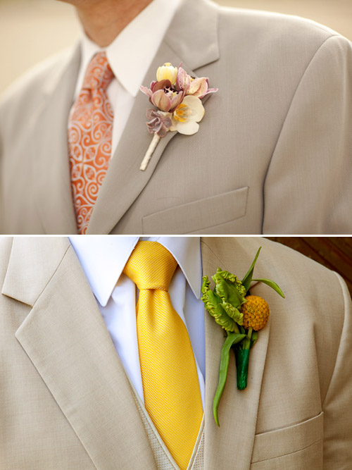 Boutonnieres with Summer Suits - photos by Allyson Magda and La Vie Photography | Junebug Weddings