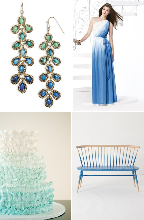 ombre wedding decor and fashion in blue shades