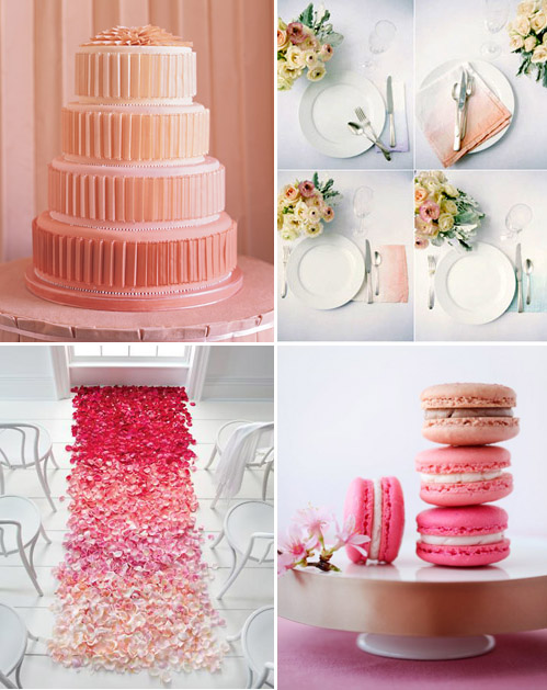 ombre wedding decor and fashion in shades of pink