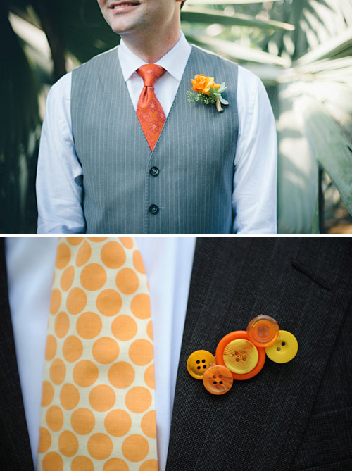 Orange Boutonnieres - Photos by Jillian Mitchell and Kenny Nakai | Junebug Weddings