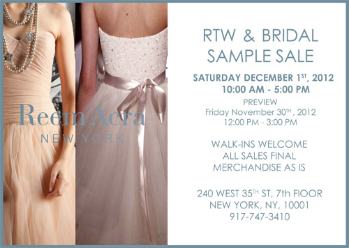 Reem Acra RTW & Bridal Sample Sale | junebugweddings.com