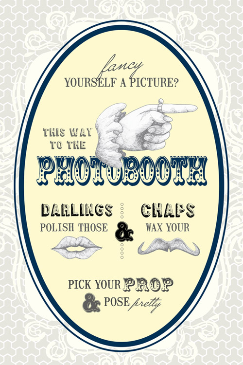 vintage style wedding and photo booth signs by Say Cheese Paper Props