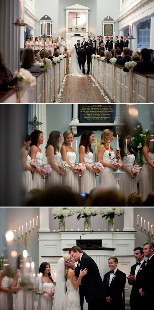 Southern garden wedding ceremony at First Baptist church in Charleston, South Carolina, photography by Leigh Webber