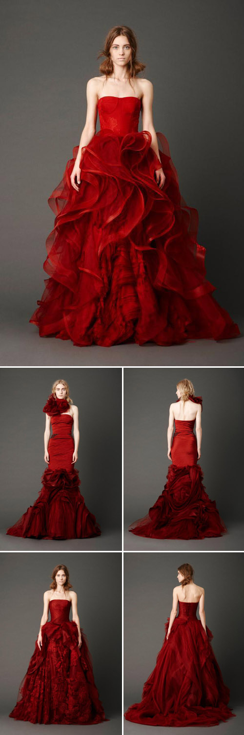 Vera Wang's red wedding dresses for spring 2013