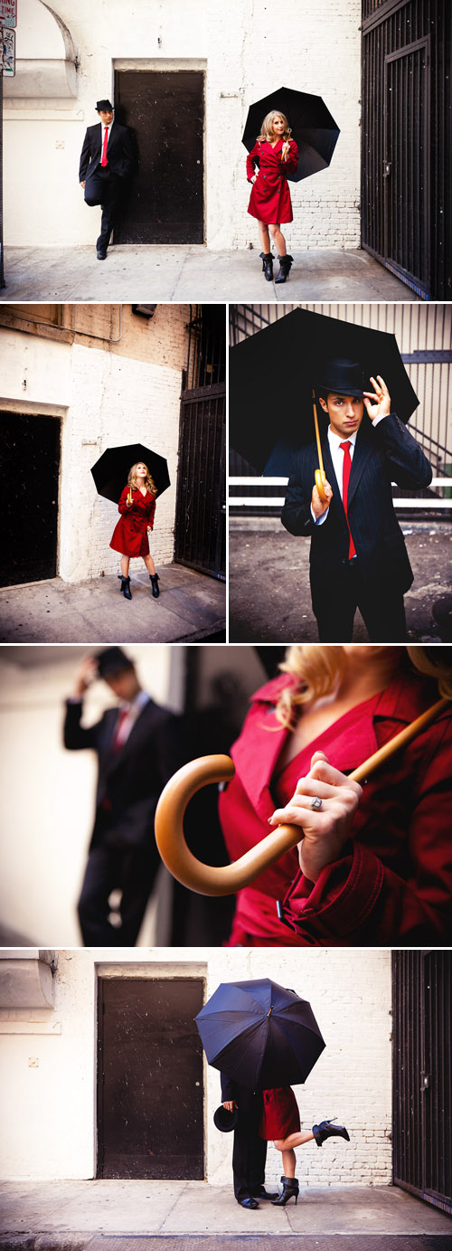 Singing in the Rain engagement photo shoot, vintage musical wedding style photos by Callaway Gable Photography Singing in the Rain engagement photo shoot, vintage musical wedding style photos by Callaway Gable Photography