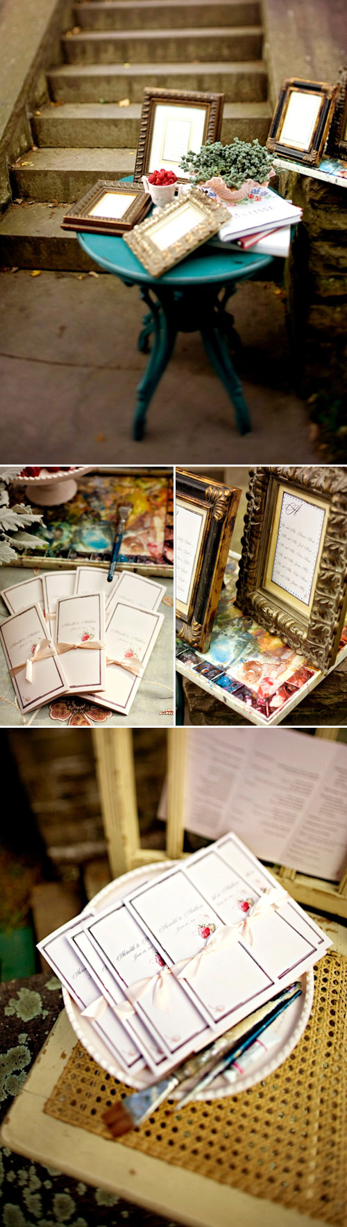 Watercolor inspired wedding decor by Momental Designs, photos by Darker Shades of Brown Photography | junebugweddings.com