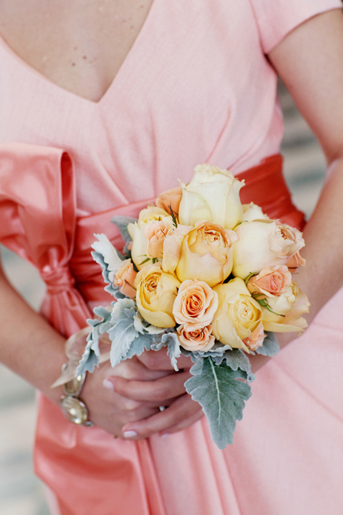 peach, pink and coral wedding at The Carlu in Toronto, Ontario, Canada with photos by Jenna & Tristan | via junebugweddings.com