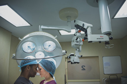 Doctor's engagement photos in an operating room, by Jacki Bruniquel | junebugweddings.com Doctor's engagement photos in an operating room, by Jacki Bruniquel | junebugweddings.com