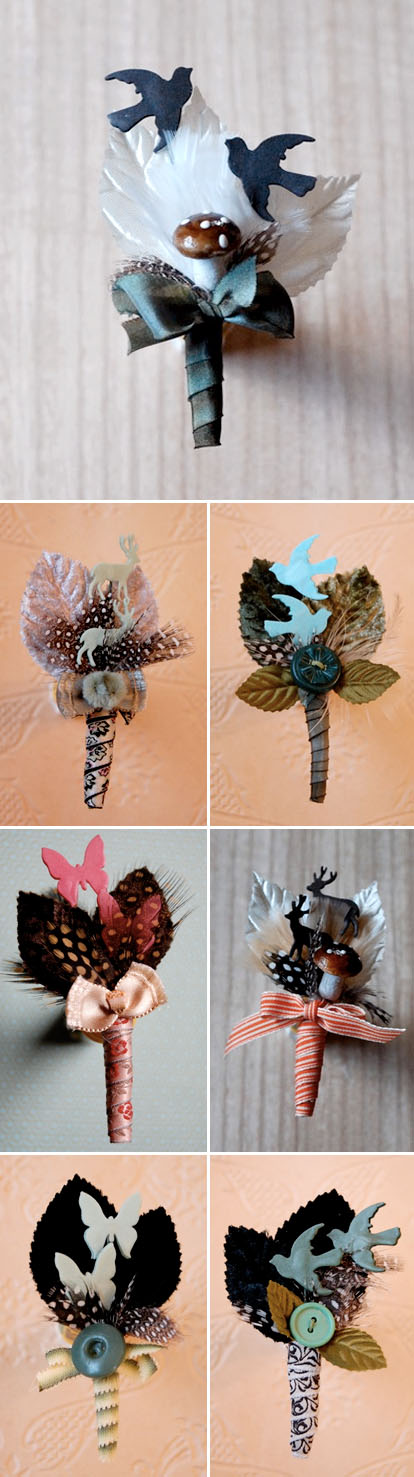 creative men's wedding boutonnieres by Laurie Cinotto creative men's wedding boutonnieres by Laurie Cinotto