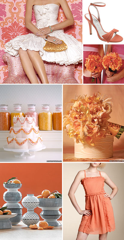 orange, pink and red spring, summer or fall wedding color palette