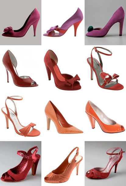 red, orange and pink summer or fall wedding shoes