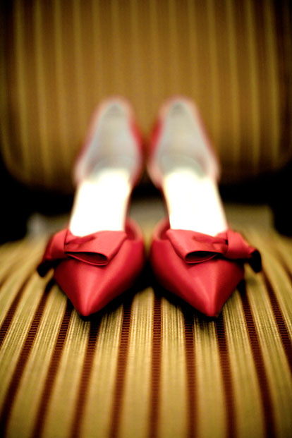 Red wedding shoes, image by GH Kim Photography