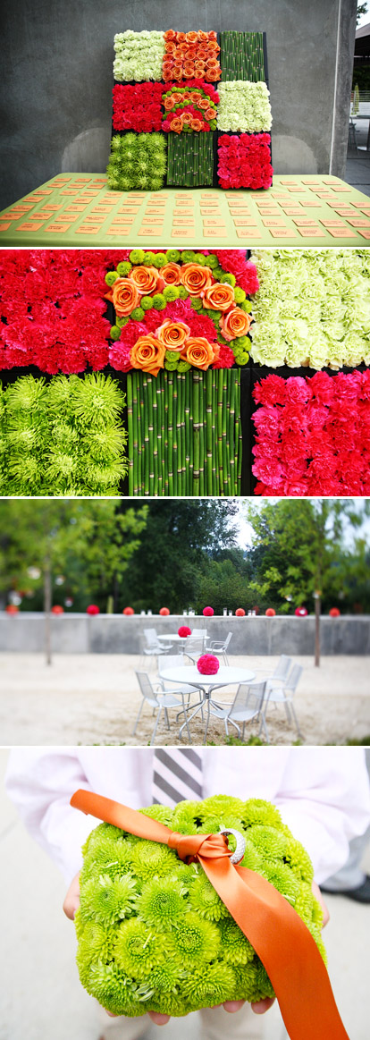 modern red, pink and green wedding decor by Bella Signature Design, images by Bella Signature and Life Mosaics Photography