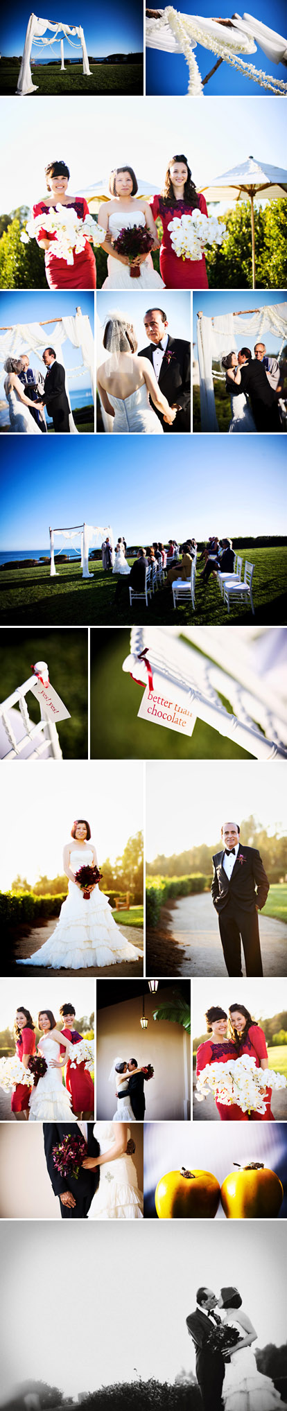 White outdoor wedding ceremony at Bacara Resort and Spa, Santa Barbara, California, images by Trista Lerit