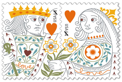 New USPS King and Queen of Hearts Love Stamps