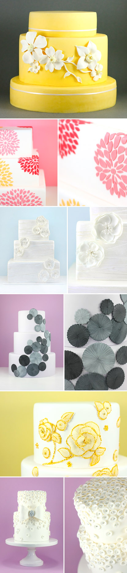 Beautiful, modern fondant wedding cakes, pretty floral cake designs from Eat Cake Be Merry