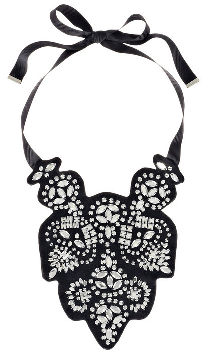 Black and white wedding accessories, black ribbon bib necklace by Malene Birger from Net-a-Porter.com