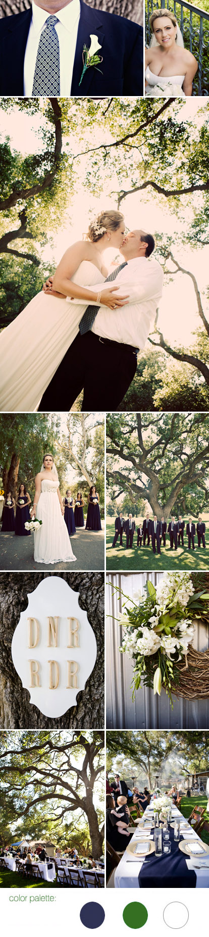 California backyard barbecue wedding, navy blue and emerald green wedding color palette, images by Jagger Photography