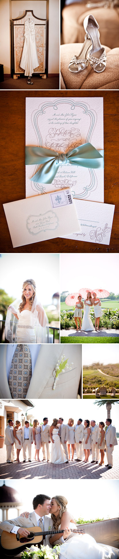 Vintage style Real Wedding by Mindy Weiss at The Resort at Pelican Hill, teal, peach and rose gold wedding color palette, images by Jay Lawrence Goldman