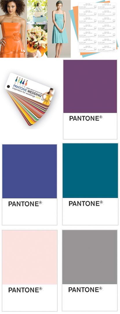Wedding fashion, accessories and bridesmaid dress collections with Pantone color swatches from The Dessy Group