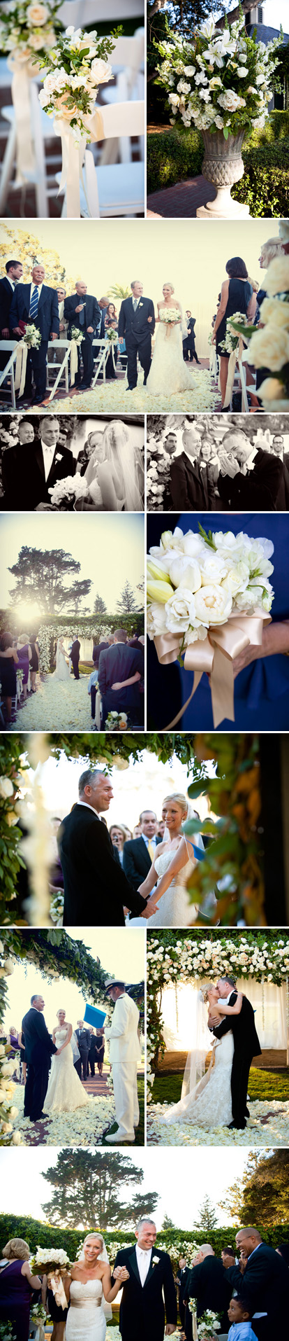 Fall Santa Barbara real wedding ceremony at The Valley Club of Montecito, cream, silver and gold wedding flowers, photographed by Boutwell Studio