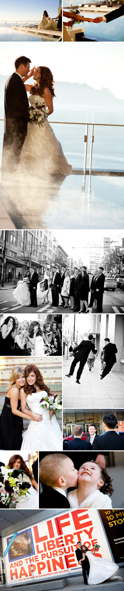 Modern Seattle wedding at the new Four Seasons Hotel, wedding party photos downtown, images by La Vie Photography