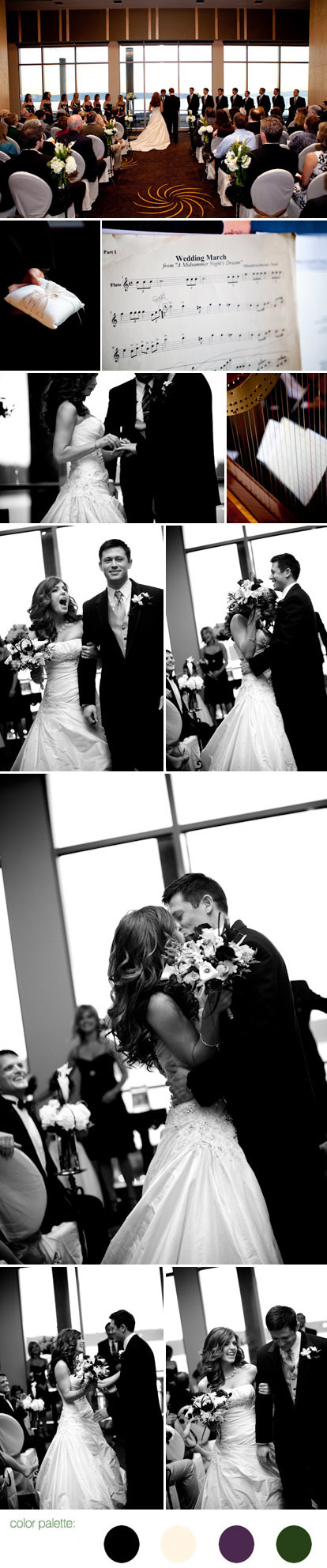 Modern Seattle wedding at the new Four Seasons Hotel, forgotten kiss during the ceremony, images by La Vie Photography