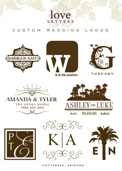 Personalized wedding monograms and logos from Love Letters Logos