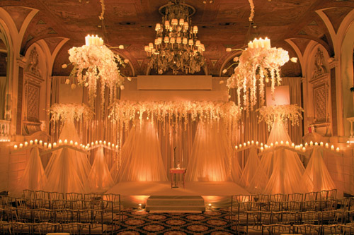 amazing wedding ceremony lighting design by Bentley Meeker at The plaza Hotel in New York from his Light X Design book