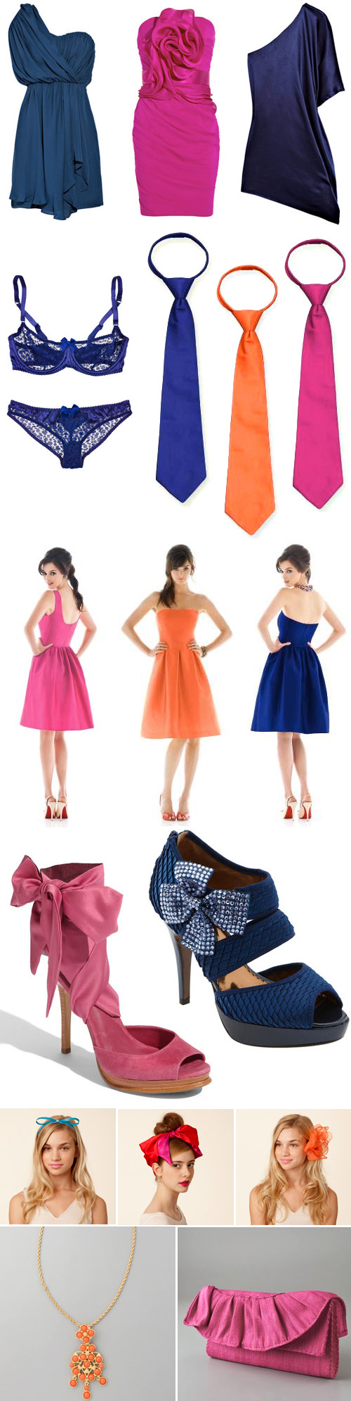 Blue, Orange and Pink Wedding Fashion and Accessories