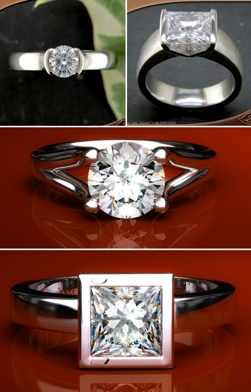 classic modern diamond engagement rings, tension set diamond rings