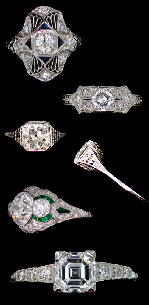classic vintage, antique, estate diamond engagement rings
