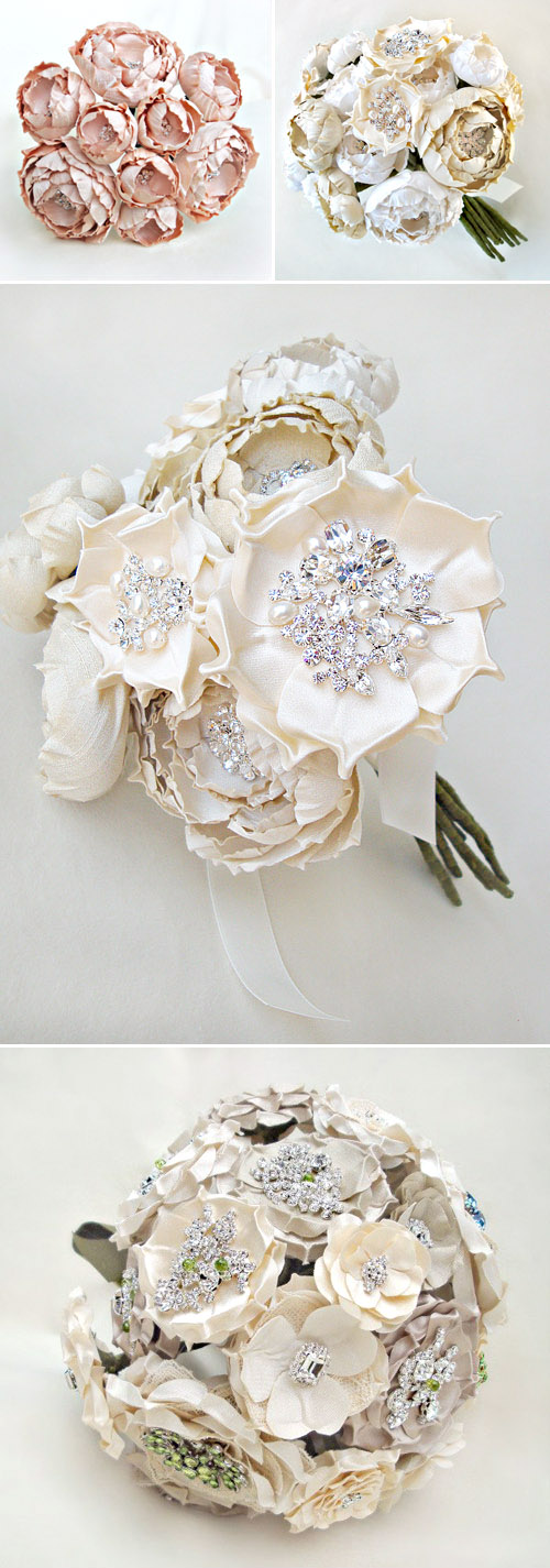 silk handmade flower bouquets and bridal accessories from Emici Bridal