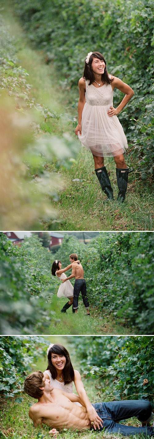 playful couple photos at Carter's Mountain Apple Orchard in Charlottesville, Va